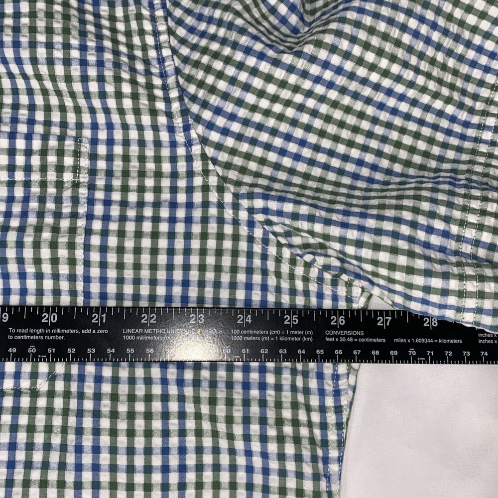 LL Bean Seersucker Plaid (Green, Blue) Organic XL Shirt (Bundle 2) - Picture 6 of 13
